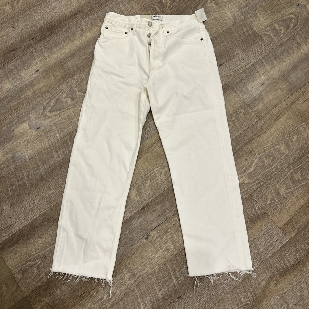 Agolde White High-Rise Straight Jeans